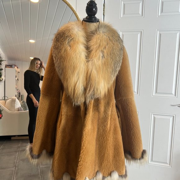 COPY - Dasco Brown Fur Coat with Tie - Picture 4 of 4